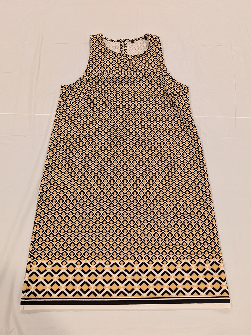Banana Republic Sleeveless Geometric Mini Dress in Navy and Cream
